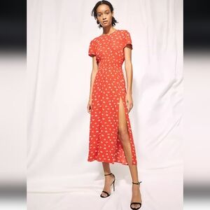 Wilfred Red Midi Dress with White Floral Print